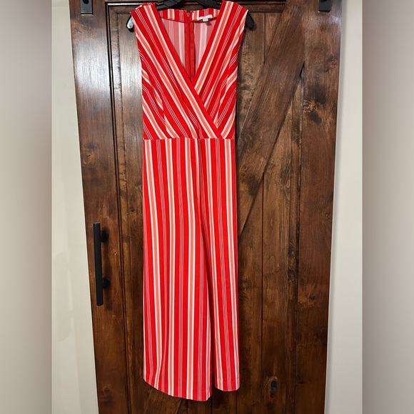 New York & Company Pants - New York & Company Red and White Jumpsuit